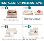 Turquoize 3 Piece Sofa Covers for 2 Cushion Couch Loveseat Slipcover Soft Couch Cover for Dogs-Washable Sofa Furniture Cover with 2 Individual Cushion Covers, Thick Jacquard Fabric (Loveseat, Ivory)