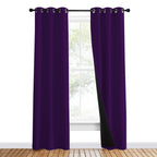 NICETOWN 100% Blackout Curtains with Black Liner Backing, Thermal Insulated Curtains for Living Room, Noise Reducing Drapes, Royal Purple, 37" Wide x 80" Long Per Panel, Set of 2 Panels