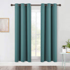NICETOWN Living Room Blackout Window Curtains, Thermal Insulated Solid Grommet Blackout Drapery Panels (Sea Teal, One Pair, 42 by 72-Inch)