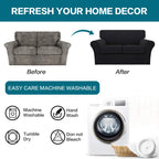 Turquoize 3 Piece Sofa Covers for 2 Cushion Couch Sofa Slipcover Soft Couch Cover for Dogs-Washable Sofa Furniture Covers with 2 Individual Cushion Covers, Feature Jacquard Fabric (Loveseat, Black)