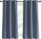 NICETOWN Kitchen Curtains Blackout Curtains & Drapes, Stone Blue, 34" Wide x 60" Long, Set of 2, Thermal Insulated Grommet Top Window Treatment Panels for Cupboard, Small Window