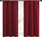 NICETOWN Christmas Burgundy Red Curtains Blackout Drape Panels - Lights Block Out Window Treatment Short Curtain Sets for Loft and Basement Decoration (Set of 2, 34 by 54-Inch)