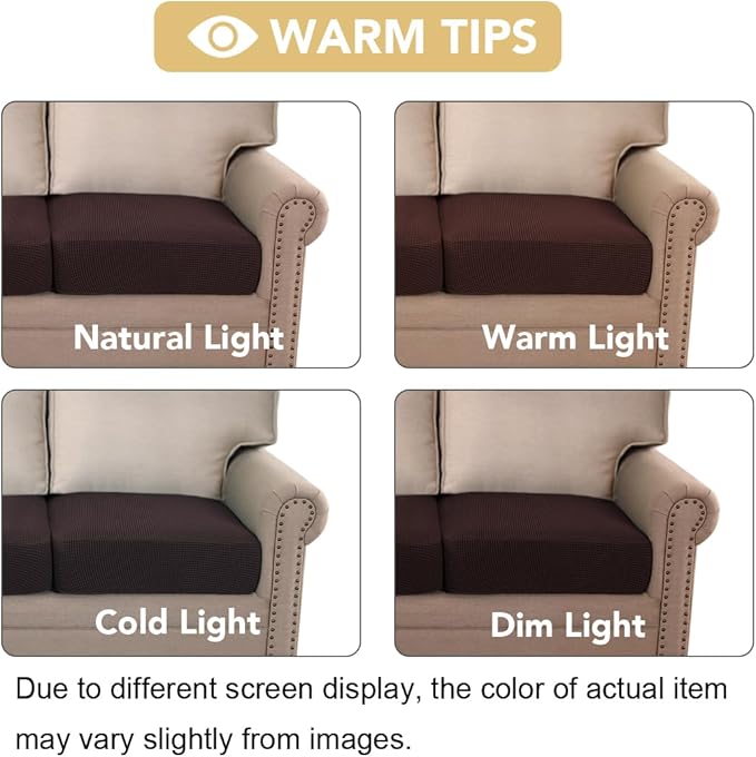 H.VERSAILTEX Stretch Couch Cushion Covers Individual Seat Sofa Chair Slipcovers Cushion Protector Cover Featuring Jacquard Textured Twill Fabric(1 Cushion Chair Cover, Chocolate)