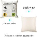 ONFAON Grandpa Gifts,Grandpa's Spot Throw Pillow Covers 18x18 Inch for Bed Sofa Couch,Birthday Christmas Thanksgiving Day Gifts for Grandpa Stepdad,2-Pocket