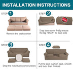 Turquoize 4 Piece Sofa Covers for 3 Cushion Couch Sofa Slipcover Soft Couch Cover for Dogs-Washable Sofa Furniture Covers with 3 Individual Large Cushion Covers (XL Sofa, Macchiato)