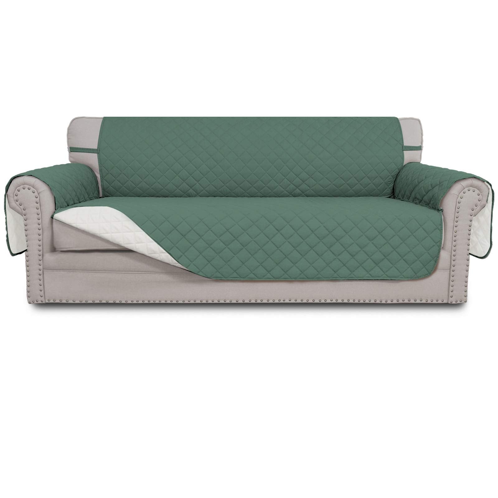 Easy-Going Reversible Couch Cover, 4 Seater Sofa, XX-Large Sofa, Cyan/Ivory