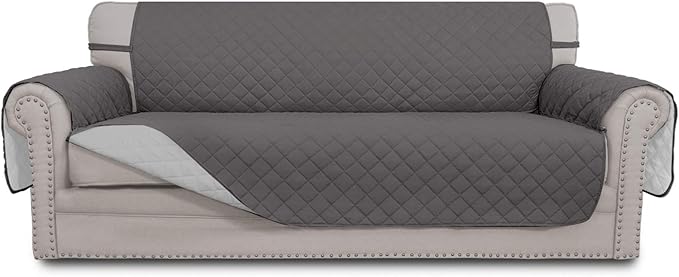Easy-Going Reversible Couch Cover, 4 Seater Sofa, Gray/Light Gray