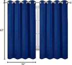 LEMOMO Blackout Curtains 52 x 63 inch/Royal Blue Curtains Set of 2 Panels/Thermal Insulated Room Darkening Bedroom Curtains
