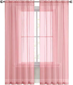 SpaceDresser Sheer Voile Window Treatment Rod Pocket Curtain Panels for Kitchen Bedroom Living Room Drapes Sunlight Filtering Privacy Semi Home Decor Assorted Colors Sizes (Blush, 52 W x 84 L)