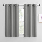 NICETOWN Thermal Insulated Grommet Blackout Curtains, Kids Window Drape Panel for Nursery, Privacy Short Curtains (Silver Grey, 2 Panels, W42 x L50 -Inch)
