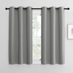 NICETOWN Bedroom Curtains Blackout Drapery Panels, Three Pass Microfiber Thermal Insulated Solid Ring Top Blackout Window Curtains/Drapes (Two Panels, 42 x 50 inches, Gray)