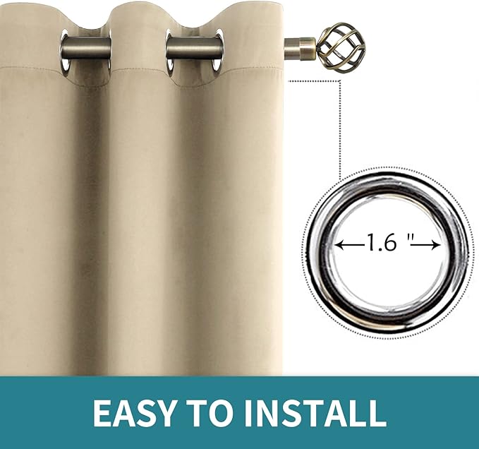 BGment Room Darkening Curtains 84 Inches Long - Grommet Thermal Insulated Drapes Window Treatment Curtains for Bedroom, 2 Panels, 52 x 84 Inch, Beige