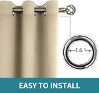 BGment Beige Short Curtains for Kitchen Window, Room Darkening Curtains 45 Inch Length Thermal Insulated Drapes for Small Bedroom, Set of 2 Panels, 38 x 45 Inch