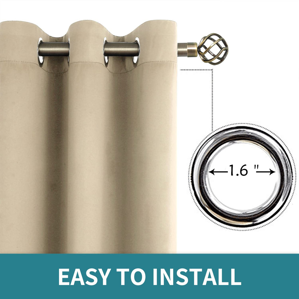 BGment Short Curtains for Small Window 45 Inch Long - Beige 2 Panels