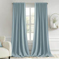 MIULEE Slate Blue Back Tab Blackout Curtain 96 Inch Long 2 Panels Set for Bedroom, Rod Pocket/Pinch Pleat Thermal Insulated Living Room Darkening Pleated Light Blocking Floor to Ceiling Drape