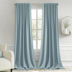 MIULEE Slate Blue Back Tab Blackout Curtains 108 Inch Long 2 Panels Set for Bedroom, Rod Pocket/Pinch Pleat Extra Long Thermal Insulated Living Room Darkening Pleated Light Blocking Drapes