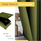 NICETOWN Window Curtain Panels, Thermal Insulated Solid Grommet Blackout Draperies/Drapes for Christmas Decoration (1 Pair, 70 by 84-inch, Olive Green)