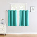 ChrisDowa Small Window Curtains for Kitchen and Bedroom - Grommet Short Thermal Insulated Room Darkening Curtains (2 Panels, Teal, 52 x 36 Inch)