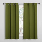 NICETOWN Kitchen Curtain Panels Blackout Draperies, Thermal Insulated Solid Grommet Blackout Curtains/Drapes for Christmas Window Decoration (1 Pair, 34 by 63 inches, Olive Green)