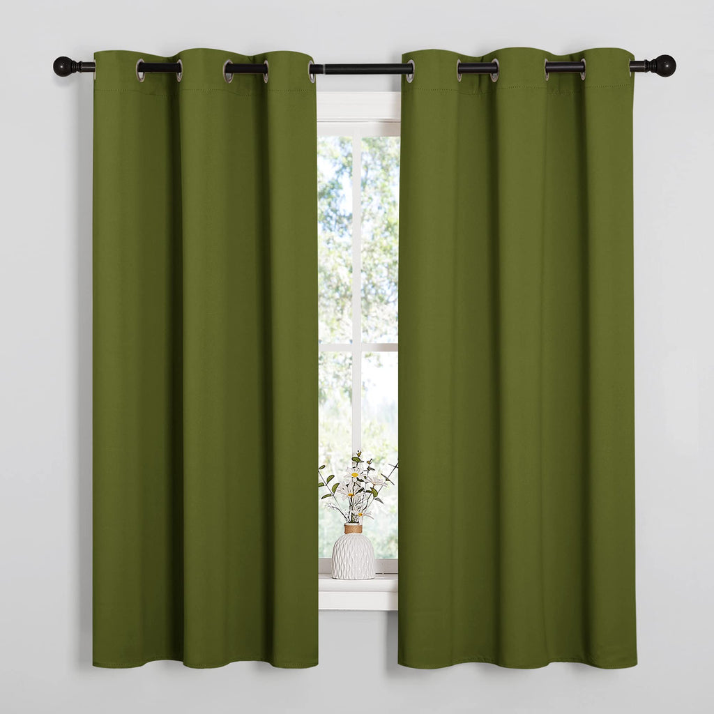 NICETOWN Olive Green Blackout Curtains 68 inches Length for Laundry Room, 2 Panels, 42" Wide, Thermal Insulated Decoration Drapes for Office Window