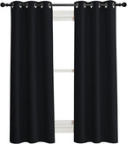 NICETOWN Complete 100% Blackout Curtain Set, Black, 37" W by 40" L, Double Panels, Thermal Insulated & Energy Efficiency Window Draperies with Black Liner, Noise Reducing Short Curtains for Kids Room