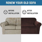 H.VERSAILTEX Stretch Velvet Sofa Covers Large Couch Covers Sofa Slipcovers Furniture Protector Soft with Non Slip Elastic Bottom, Feature Thick Comfy Rich Velour (Extra Wide Sofa 98"-105", Chocolate)