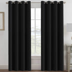 H.VERSAILTEX Blackout Curtains for Bedroom Black Out Curtains 102 inch Thermal Insulated Long Blackout Curtains for Living Room, Energy Saving Curtains for Sliding Glass Door (1 Panel, Jet Black)