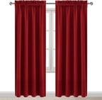 DWCN Christmas Blackout Curtains Room Darkening Thermal Insulated Bedroom Curtains Window Curtain Panels, 52 x 84 inches Long, Set of 2 Burgundy Rod Pocket Drapes