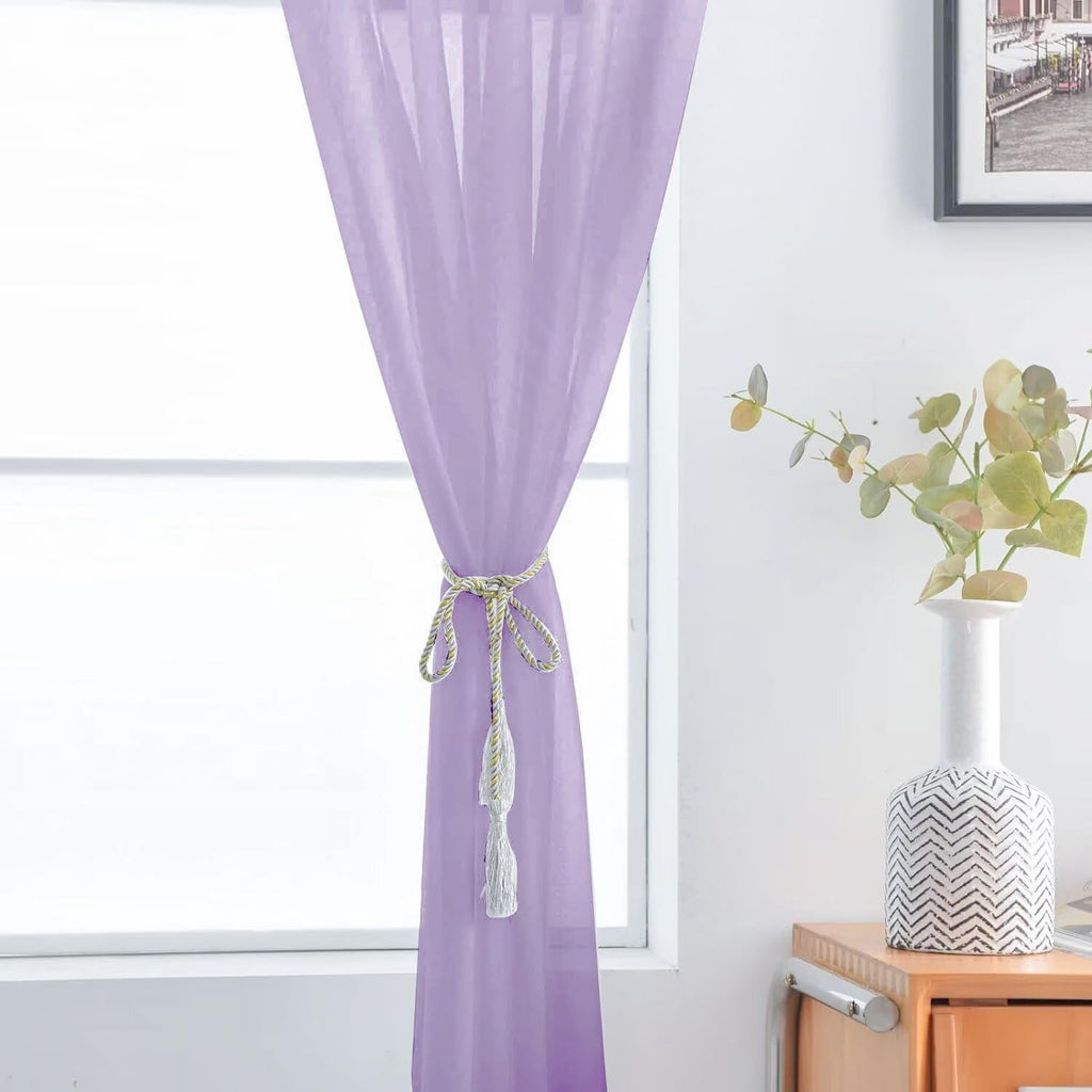 SpaceDresser Sheer Voile Window Treatment Rod Pocket Curtain Panels for Kitchen Bedroom Living Room Drapes Sunlight Filtering Privacy Semi Home Decor Assorted (Lavender, 52 W x 54 L)