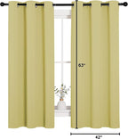 NICETOWN Paler Yellow Blackout Curtains for Bedroom (1 Pair, 42 x 63 inches), Farmhouse Thermal Insulated Room Darkening Drapes for Windows