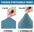 4 Piece Stretch Sofa Covers for 3 Cushion Couch Covers for Living Room Furniture Slipcovers (Base Cover Plus 3 Seat Cushion Covers) Upgraded Thicker Jacquard Fabric (XL Sofa, Storm Blue)