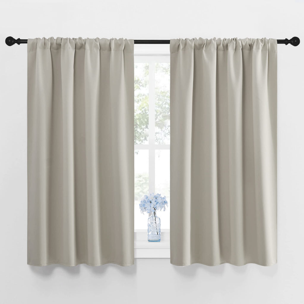 NICETOWN Blackout Curtains for Living Curtains, Room Darkening Window Curtain Panels, Easy-Care Solid Thermal Insulated Draperies/Drapes for Daughter Room (Natural, 2 Panels, 42 by 48)