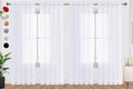 SpaceDresser Optical White Sheer Curtains 4 Panels Rod Pocket Semi-Sheer Curtain 90 Inches Long Light Filtering Voile Window Drapes for Bedroom Living Room Kitchen, Each 52W x 90L