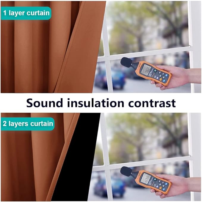 NICETOWN 100% Blackout Blinds, Set of 2, 46" x 102", Burnt Orange, Laundry Room Decor Window Treatment Curtains for Large Patio Sliding Door, Thermal Insulated Curtains for Bedroom