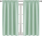 DWCN Blackout Curtains Room Darkening Thermal Insulated Bedroom Curtains Window Curtain Panels, 52 x 45 inches Long, Set of 2 Light Green Rod Pocket Drapes