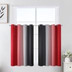 Estelar Textiler Red and Black Ombre Short Blackout Curtains 36 Inch Long, Thermal Insulated Grommet Small Half Window Drapes for Cafe/Basement/RV Camper/Kitchen, 52Wx36L, 2 Panels