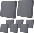 Newwiee 8Pcs Patio Cushion Covers Stretch Outdoor Cushion Cover Replacement for Patio Furniture Sofa Couch Slipcovers, Soft Flexibility Washable Furniture Protector(Waterproof Pure,Dark Gray)