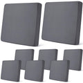 Newwiee 8Pcs Patio Cushion Covers Stretch Outdoor Cushion Cover Replacement for Patio Furniture Sofa Couch Slipcovers, Soft Flexibility Washable Furniture Protector(Waterproof Pure,Dark Gray)