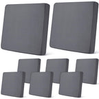 Newwiee 8Pcs Patio Cushion Covers Stretch Outdoor Cushion Cover Replacement for Patio Furniture Sofa Couch Slipcovers, Soft Flexibility Washable Furniture Protector(Waterproof Pure,Dark Gray)