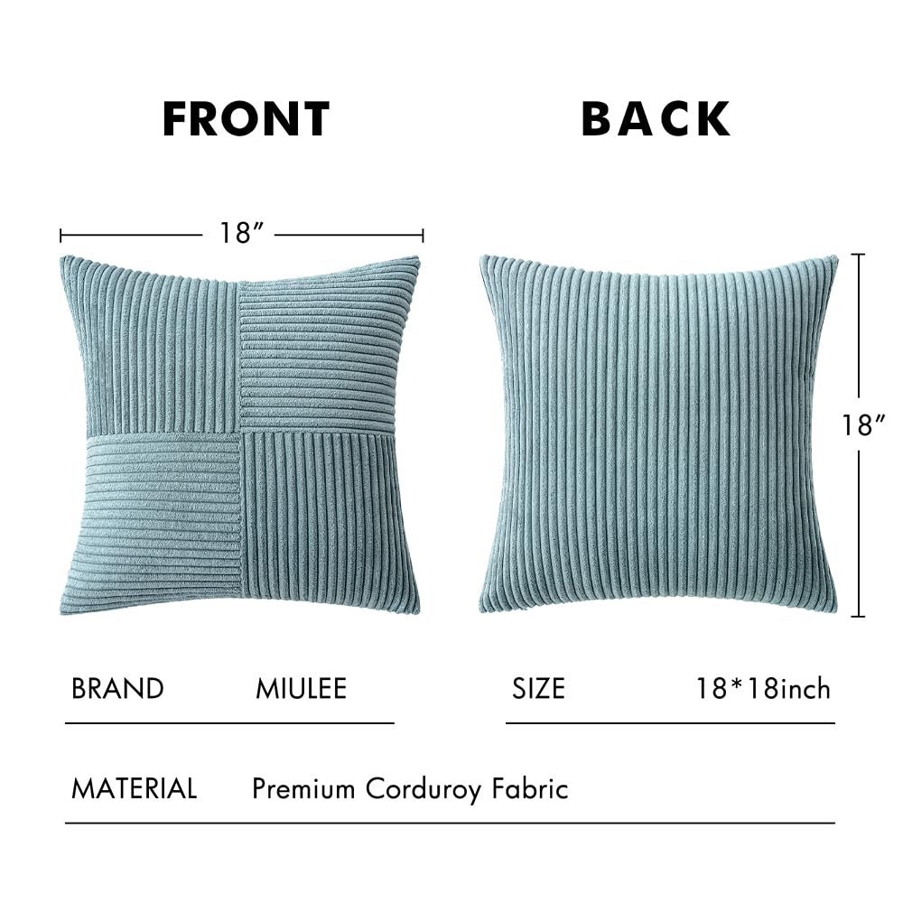 MIULEE Slate Blue Decorative Throw Pillow Covers for Couch 18x18 Inch