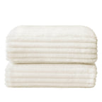 BEDELITE 3D Ribbed Jacquard Cream Blankets Queen Size for Bed, 90x90 Inch