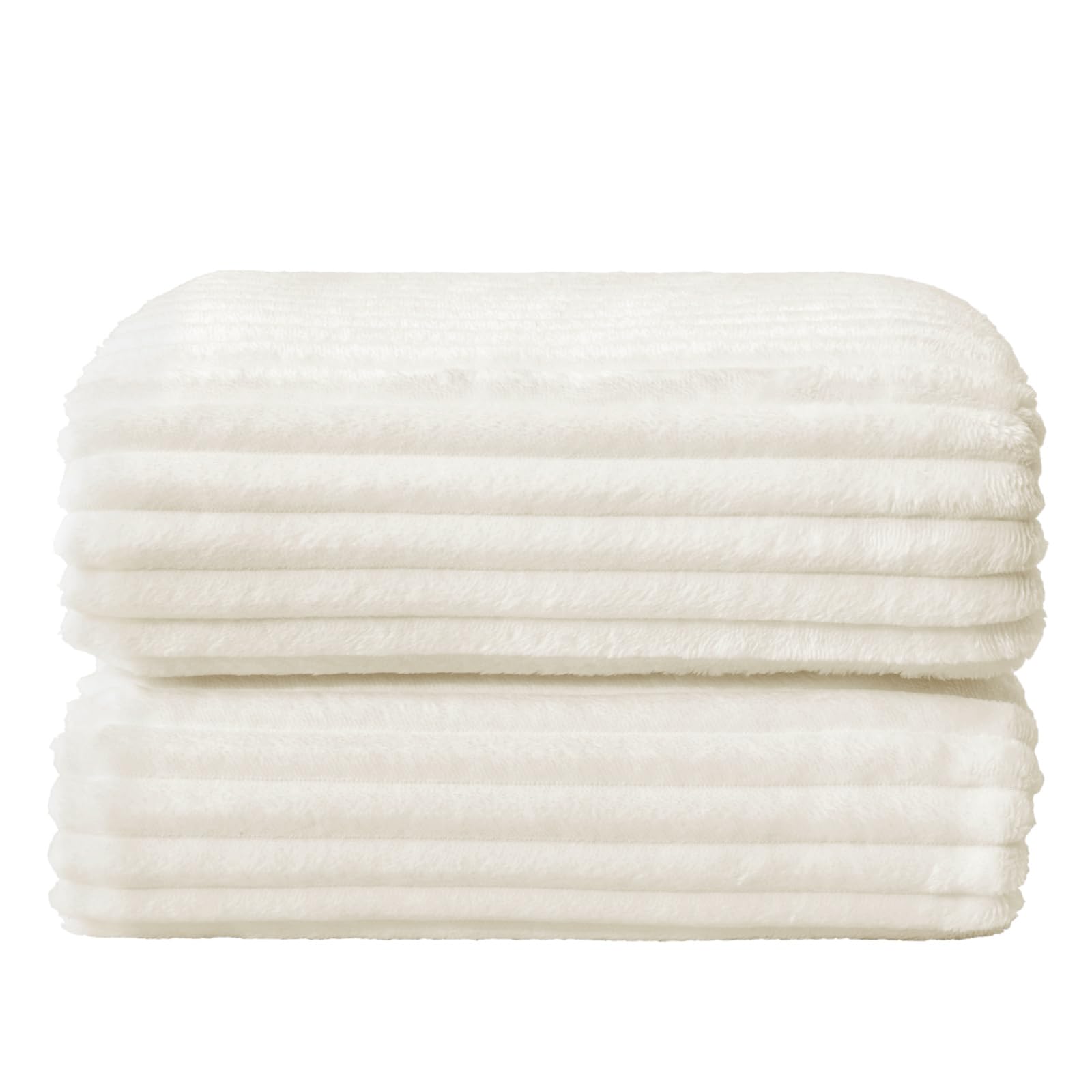 BEDELITE 3D Ribbed Jacquard Cream Blankets Queen Size for Bed, 90x90 Inch