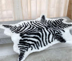 Zebra Print Rug Faux Animal Cowhide Skin Area Rug Leather Carpet Mat Large Size for Home Office Livingroom 5.2'x3.9'