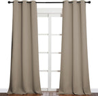 NICETOWN Patio Glass Door Blackout Curtains for Bedroom/Living Room, Privacy Panel Drapes for Dining Room and Guest Room (Taupe, 42 inches Wide x 95 inches Long, 1 Pair)