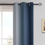 Yakamok Room Darkening Ombre Curtains 63 Inch Length, Navy Blue and Greyish White Thermal Insulated Gradient Color Curtains,Light Blocking Grommet Window Drapes for Bedroom,42 Inch Width,2 Panels