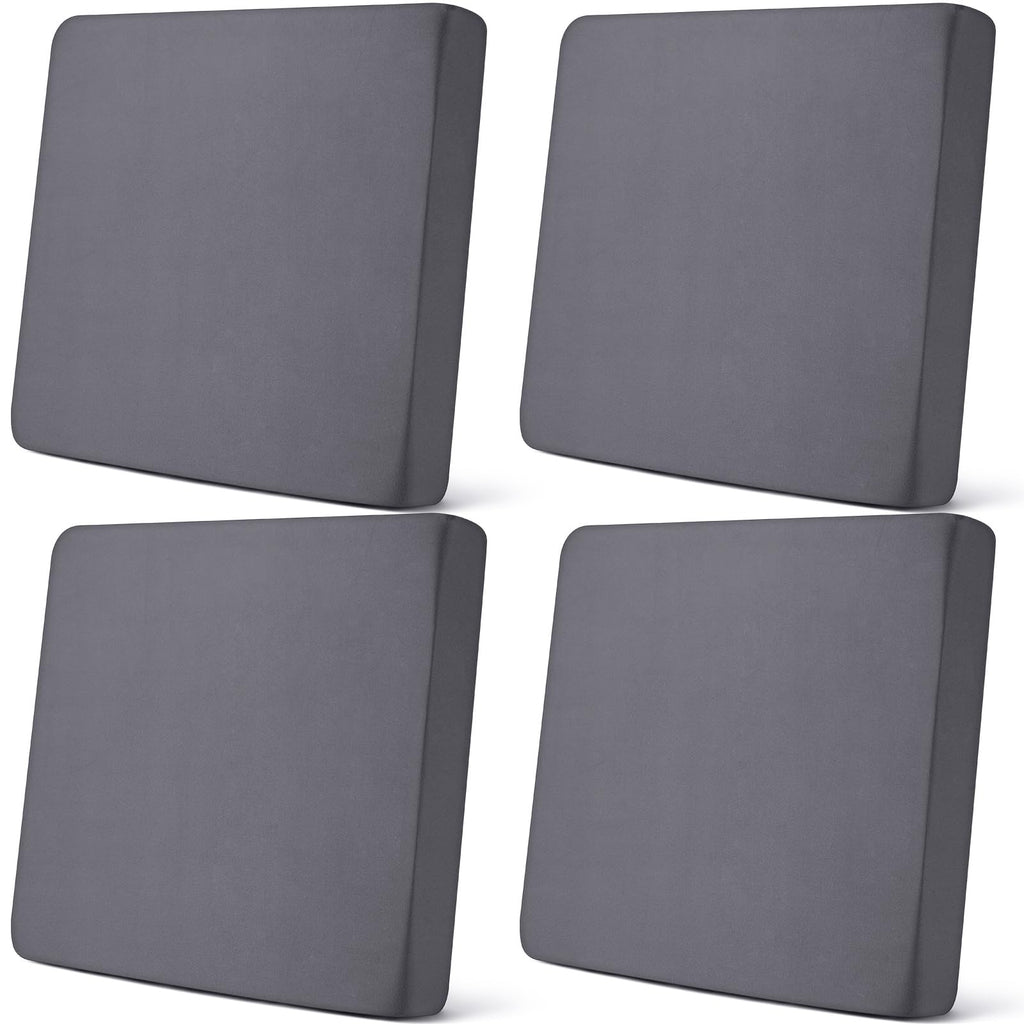 Newwiee Set of 4 Stretch Patio Cushion Covers Sofa Couch Seat Chair Slipcovers Cushion Cover Replacement Furniture Protector for Pets Washable(Dark Grey,Seat Cover,Solid)