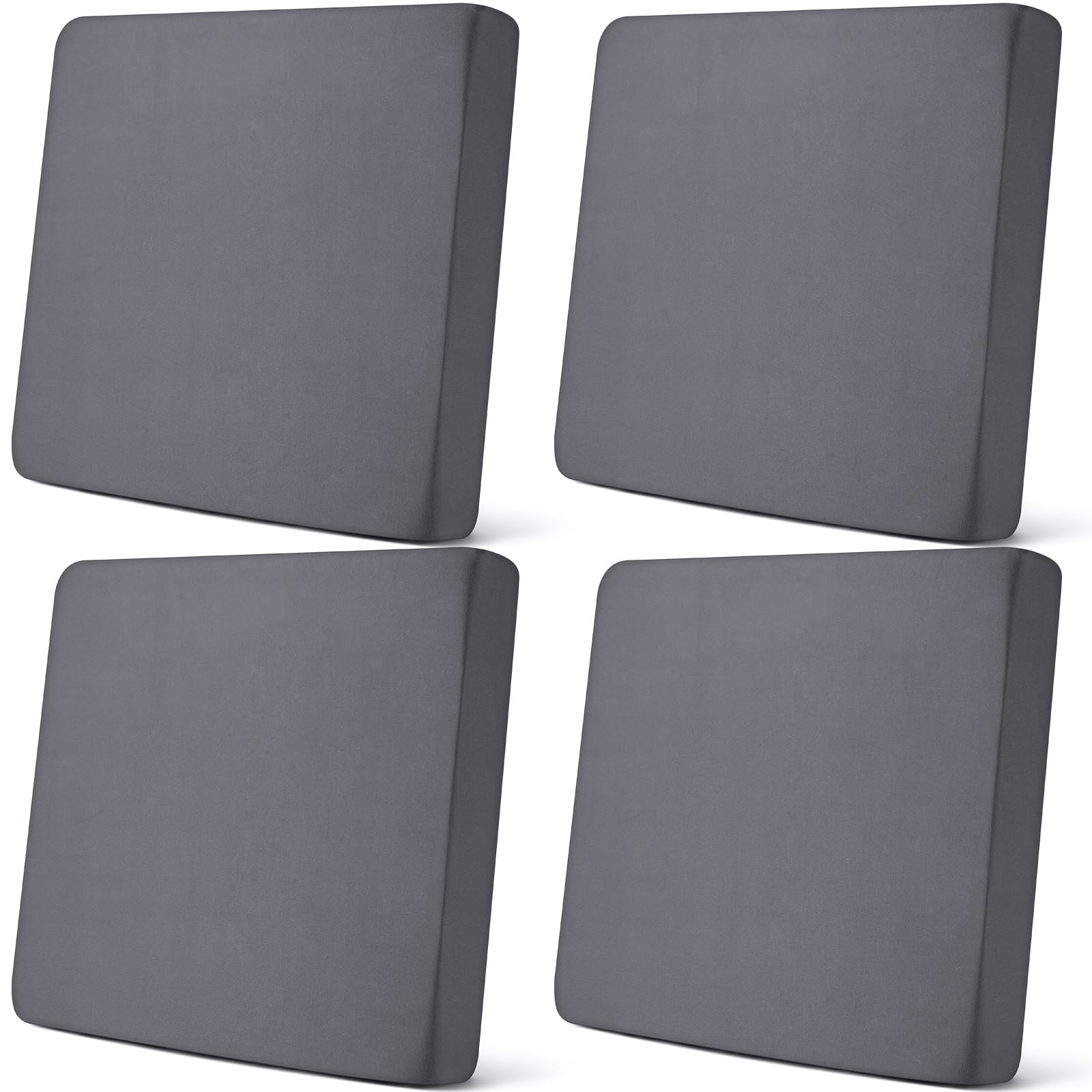 Newwiee Set of 4 Stretch Patio Cushion Covers Sofa Couch Seat Chair Slipcovers Cushion Cover Replacement Furniture Protector for Pets Washable(Dark Grey,Seat Cover,Solid)