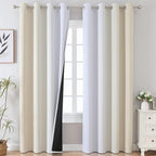 Estelar Textiler Ombre Greyish White and Beige Blackout Curtains & Drapes 96 Inch Length 2 Panels, Gradient Thermal Insulated Full Light Blocking Grommet Blackout Drapes for Bedroom, 52Wx96L