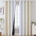 Beige and Greyish White Ombre Blackout Curtains Living Room 84 Inches Long