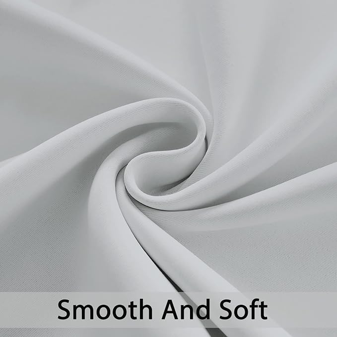 Yakamok Blackout Curtains 38x63 inch Greyish White Thermal Drapes-Bedroom